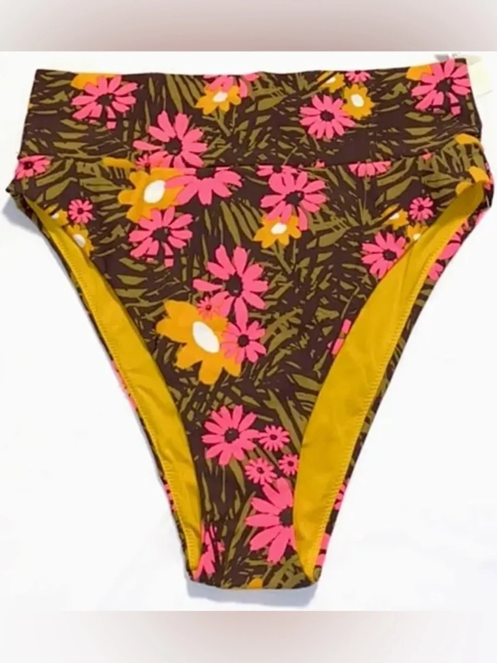 Aerie - Flower Print High-Rise Cheeky Bikini Bottoms - Picture 1 of 5